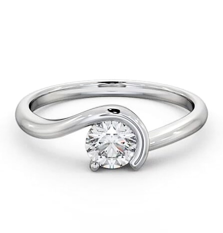 Round Diamond Half Bezel Engagement Ring 18K White Gold Solitaire ENRD139_WG_THUMB1