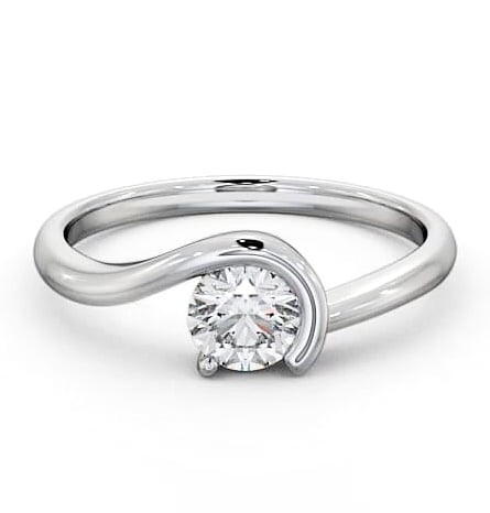 Round Diamond Half Bezel Engagement Ring Palladium Solitaire ENRD139_WG_THUMB2 