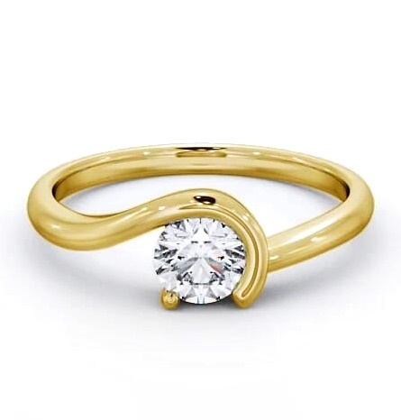 Round Diamond Half Bezel Engagement Ring 9K Yellow Gold Solitaire ENRD139_YG_THUMB1