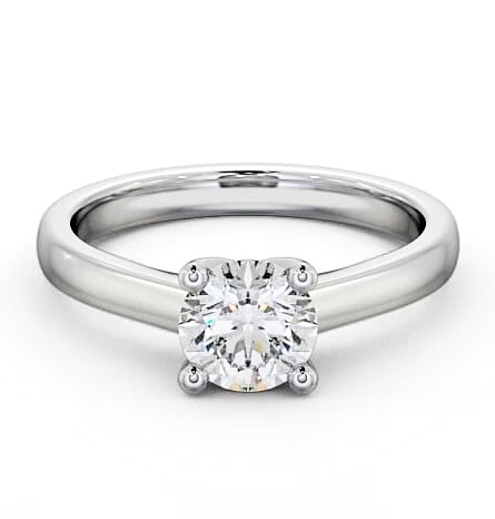 Round Diamond Low Set Engagement Ring 18K White Gold Solitaire ENRD13_WG_THUMB1