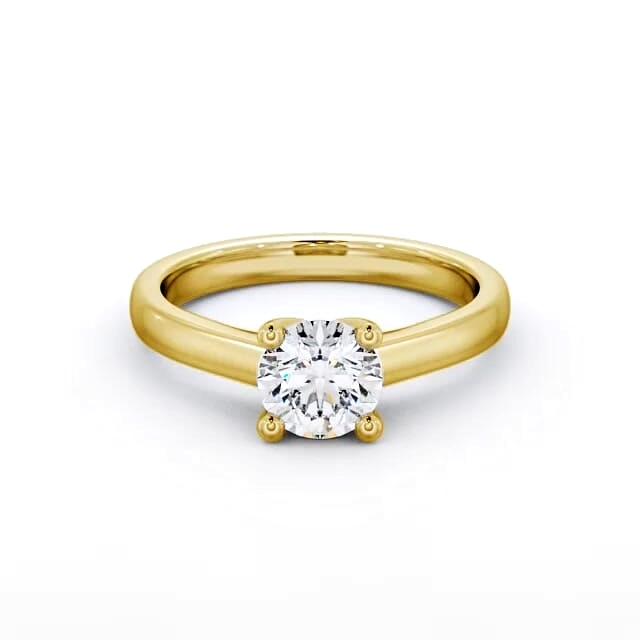 Round Diamond Engagement Ring 18K Yellow Gold Solitaire - Madalie ENRD13_YG_HAND
