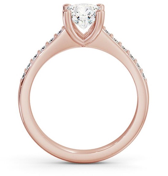 Round Diamond Classic 4 Prong Engagement Ring 9K Rose Gold Solitaire with Channel Set Side Stones ENRD13S_RG_THUMB1