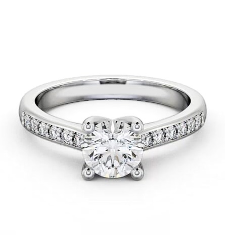 Round Diamond Classic 4 Prong Engagement Ring Platinum Solitaire ENRD13S_WG_THUMB1