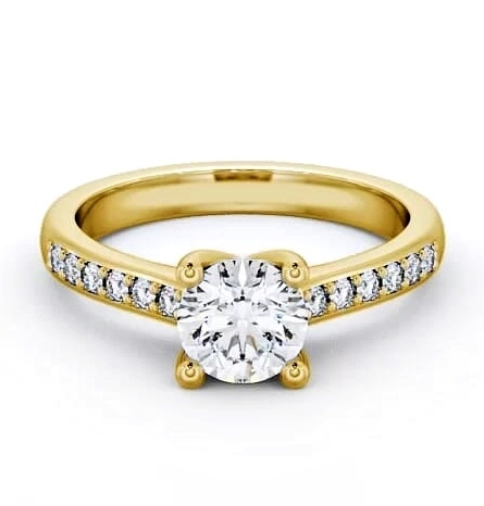 Round Diamond Classic 4 Prong Ring 18K Yellow Gold Solitaire ENRD13S_YG_THUMB1