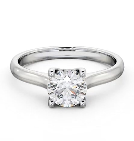 Round Diamond Contemporary Style Engagement Ring Platinum Solitaire ENRD140_WG_THUMB1