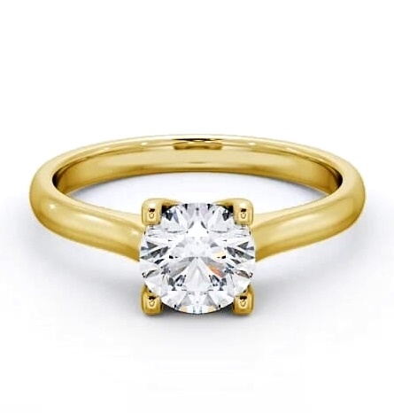Round Diamond Contemporary Style Ring 18K Yellow Gold Solitaire ENRD140_YG_THUMB1