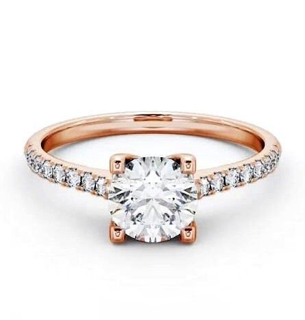 Round Diamond Slender Band Engagement Ring 9K Rose Gold Solitaire ENRD140S_RG_THUMB1