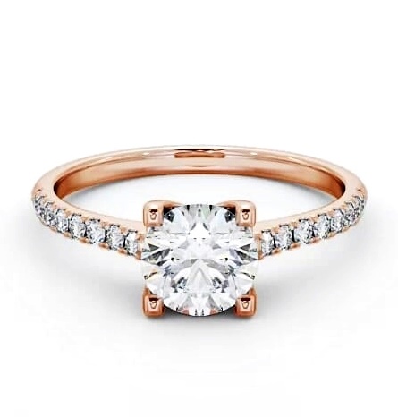 Round Diamond Slender Band Engagement Ring 18K Rose Gold Solitaire ENRD140S_RG_THUMB2 