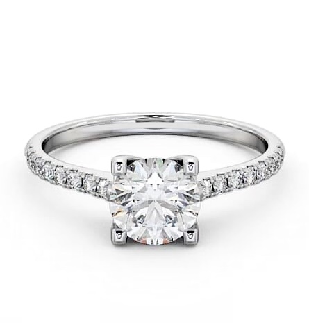 Round Diamond Slender Band Engagement Ring Palladium Solitaire ENRD140S_WG_THUMB1
