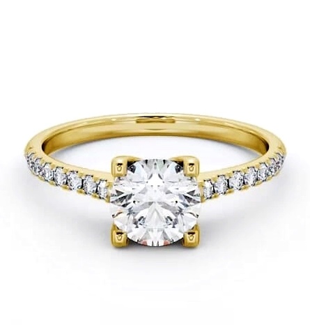 Round Diamond Slender Band Engagement Ring 9K Yellow Gold Solitaire ENRD140S_YG_THUMB1