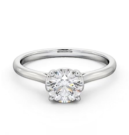 Round Diamond Unique Style Head Engagement Ring Platinum Solitaire ENRD141_WG_THUMB1