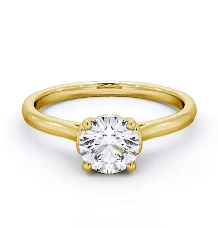 Round Diamond Unique Style Head Ring 18K Yellow Gold Solitaire ENRD141_YG_THUMB1