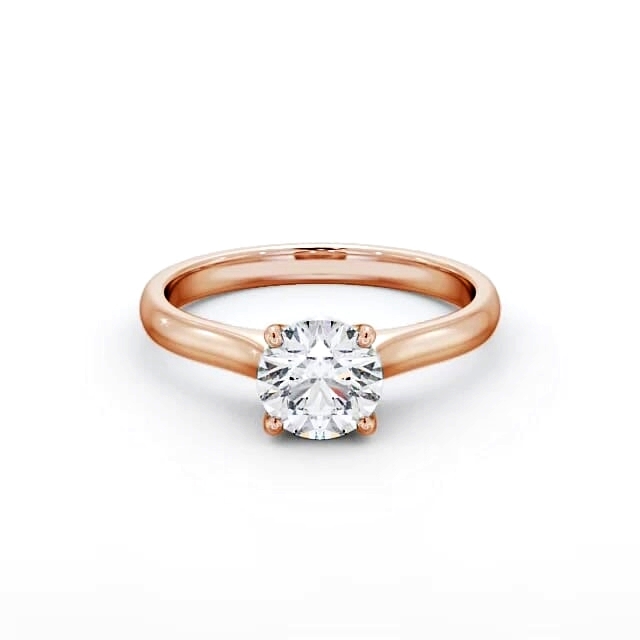 Round Diamond Engagement Ring 18K Rose Gold Solitaire - Isadora ENRD142_RG_HAND