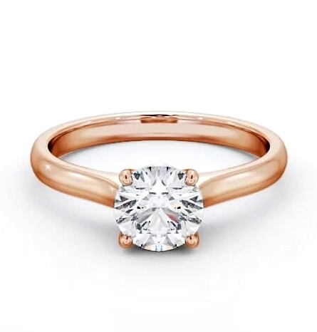 Round Diamond Subtle Style Engagement Ring 18K Rose Gold Solitaire ENRD142_RG_THUMB1