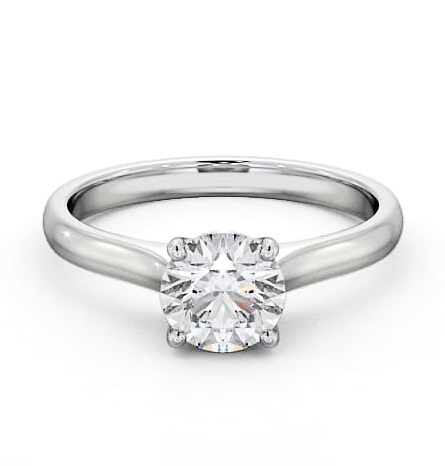 Round Diamond Subtle Style Engagement Ring 18K White Gold Solitaire ENRD142_WG_THUMB2 