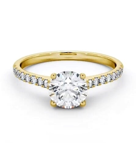 Round Diamond Basket Setting Engagement Ring 18K Yellow Gold Solitaire ENRD142S_YG_THUMB1