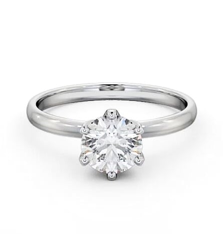 Round Diamond 6 Prong Engagement Ring 18K White Gold Solitaire ENRD143_WG_THUMB1