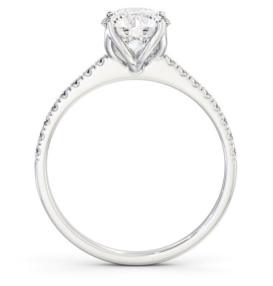Round Diamond Elegant Style Engagement Ring 18K White Gold Solitaire with Channel Set Side Stones ENRD144S_WG_THUMB1