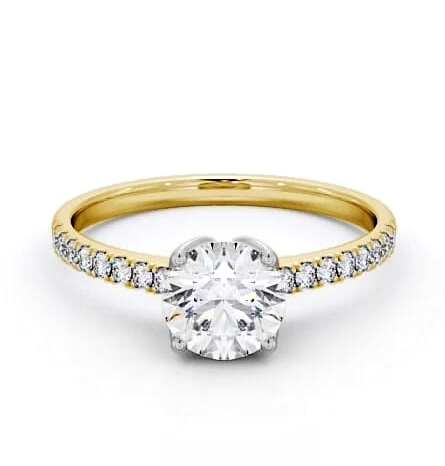 Round Diamond Elegant Style Engagement Ring 18K Yellow and White Gold Solitaire ENRD144S_YWG_THUMB1