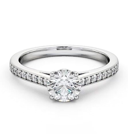 Round Diamond High Setting Engagement Ring 18K White Gold Solitaire ENRD145S_WG_THUMB1