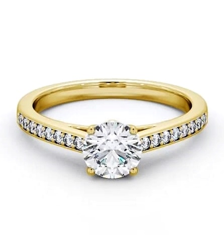 Round Diamond High Setting Engagement Ring 18K Yellow Gold Solitaire ENRD145S_YG_THUMB2 