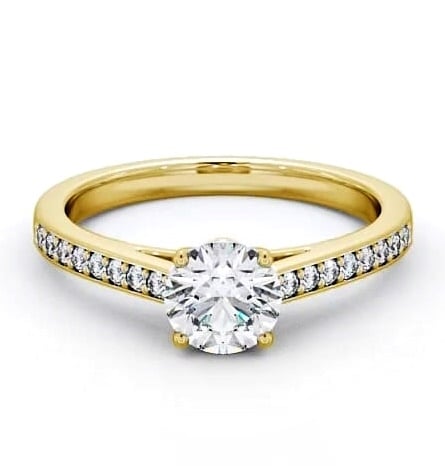 Round Diamond High Setting Engagement Ring 18K Yellow Gold Solitaire ENRD145S_YG_THUMB1