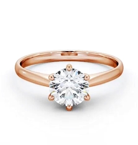 Round Diamond Classic 6 Prong Engagement Ring 18K Rose Gold Solitaire ENRD146_RG_THUMB1