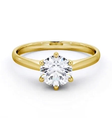 Round Diamond Classic 6 Prong Ring 18K Yellow Gold Solitaire ENRD146_YG_THUMB1