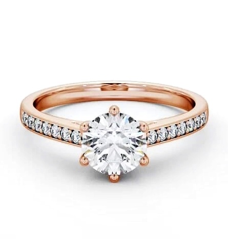 Round Diamond 6 Prong Engagement Ring 9K Rose Gold Solitaire ENRD146S_RG_THUMB1