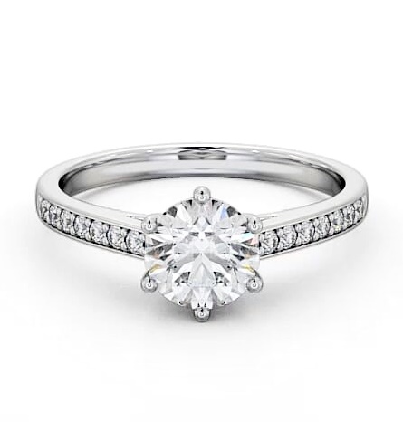 Round Diamond 6 Prong Engagement Ring Platinum Solitaire with Channel ENRD146S_WG_THUMB1