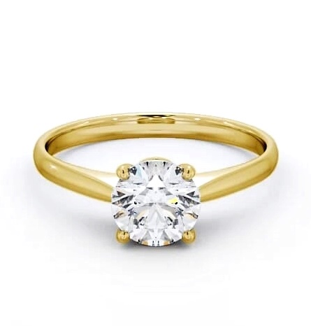 Round Diamond Slender Band Engagement Ring 18K Yellow Gold Solitaire ENRD147_YG_THUMB1