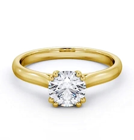 Round Diamond 8 Prong Engagement Ring 18K Yellow Gold Solitaire ENRD148_YG_THUMB1