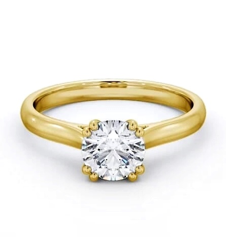 Round Diamond 8 Prong Engagement Ring 18K Yellow Gold Solitaire ENRD148_YG_THUMB2 
