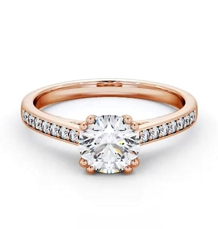 Round Diamond 8 Prong Engagement Ring 18K Rose Gold Solitaire ENRD148S_RG_THUMB1