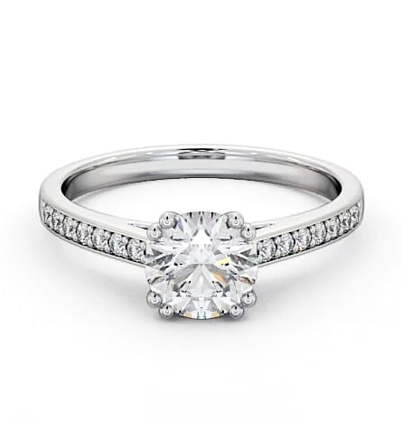 Round Diamond 8 Prong Engagement Ring Platinum Solitaire with Channel ENRD148S_WG_THUMB1