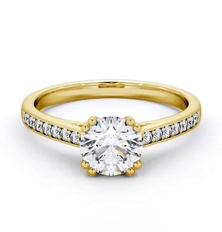 Round Diamond 8 Prong Engagement Ring 18K Yellow Gold Solitaire ENRD148S_YG_THUMB1