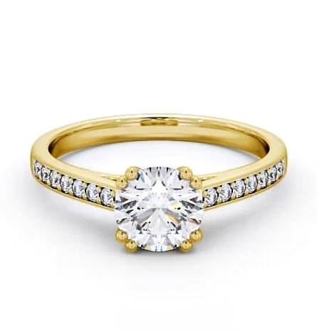 Round Diamond 8 Prong Engagement Ring 18K Yellow Gold Solitaire ENRD148S_YG_THUMB2 