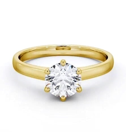 Round Diamond 6 Prong Engagement Ring 18K Yellow Gold Solitaire ENRD149_YG_THUMB2 