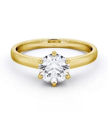 Round Diamond 6 Prong Engagement Ring 18K Yellow Gold Solitaire ENRD149_YG_THUMB2 