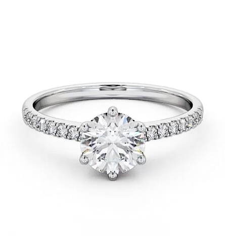 Round Diamond 6 Prong Engagement Ring Platinum Solitaire with Channel ENRD149S_WG_THUMB1