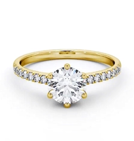 Round Diamond 6 Prong Engagement Ring 9K Yellow Gold Solitaire ENRD149S_YG_THUMB2 