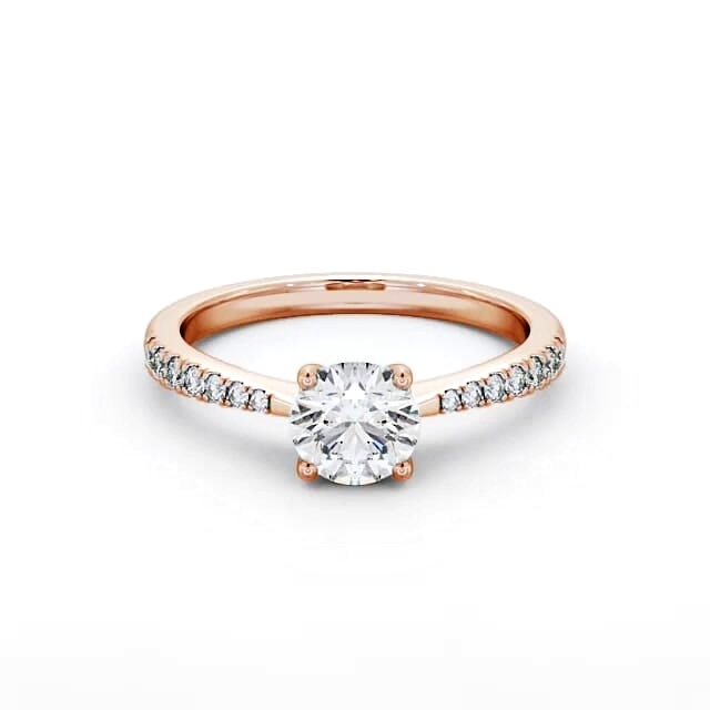 Round Diamond Engagement Ring 9K Rose Gold Solitaire With Side Stones - Lynden ENRD150S_RG_HAND