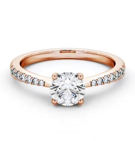Round Diamond Tapered Band Engagement Ring 18K Rose Gold Solitaire ENRD150S_RG_THUMB1