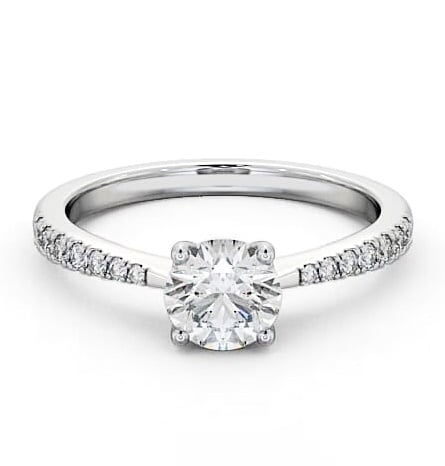 Round Diamond Tapered Band Engagement Ring Platinum Solitaire ENRD150S_WG_THUMB2 