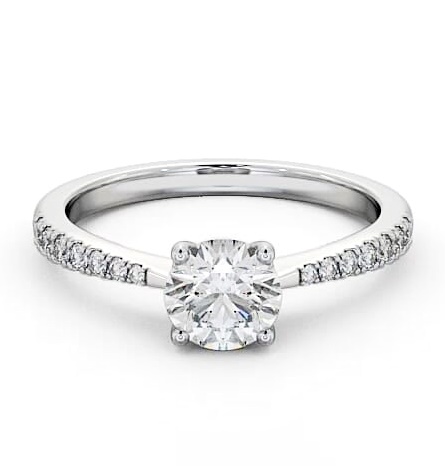 Round Diamond Tapered Band Engagement Ring Platinum Solitaire ENRD150S_WG_THUMB1