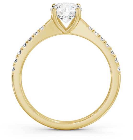 Round Diamond Tapered Band Engagement Ring 9K Yellow Gold Solitaire with Channel Set Side Stones ENRD150S_YG_THUMB1