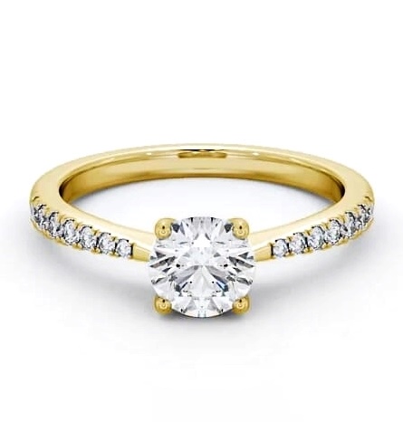Round Diamond Tapered Band Engagement Ring 9K Yellow Gold Solitaire ENRD150S_YG_THUMB2 