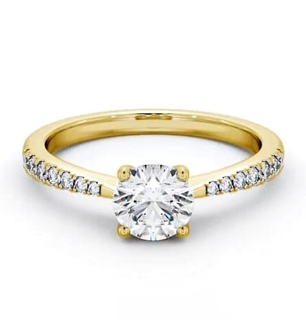 Round Diamond Tapered Band Engagement Ring 18K Yellow Gold Solitaire ENRD150S_YG_THUMB2 