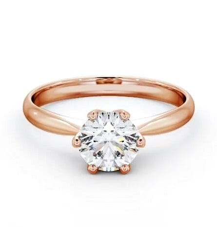 Round Diamond Dainty Band with 6 Prongs Ring 18K Rose Gold Solitaire ENRD151_RG_THUMB2 