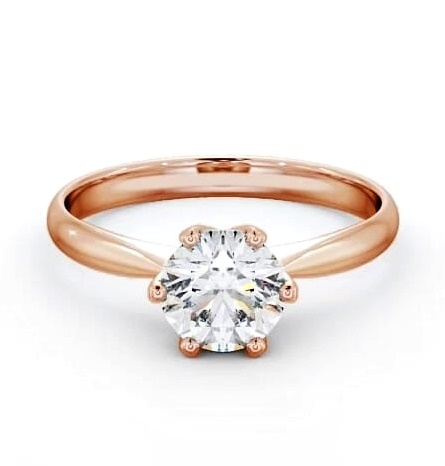 Round Diamond Dainty Band with 6 Prongs Ring 18K Rose Gold Solitaire ENRD151_RG_THUMB1